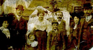 Three Abel sisters with their husbands and children