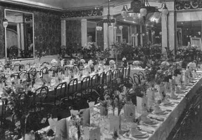 The Royal Hotel dining room ready for a St Helier municipal dinner in 1919