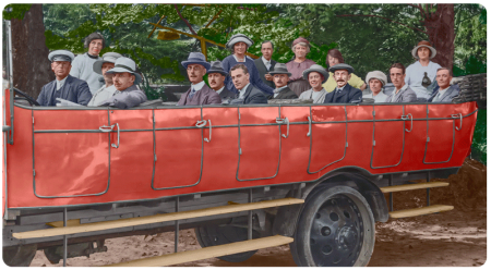 A motorised charabanc outing