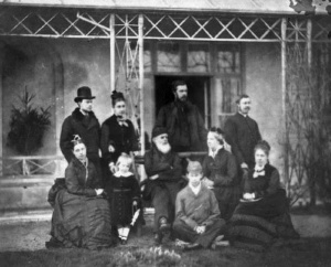 A family group outside Mon Plaisir, St Aubin