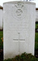 The grave of Great War casualty Percy Oliver Smith at Hagle Dump Cemetery, Ypres