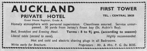 Auckland Private Hotel advert in the 1964 tourism guide
