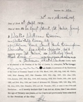 An application by metal windows salesman Walter Bisson for the freedom of the City of London