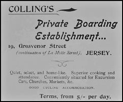 Colling's boarding house, 1900 advert
