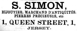Jeweller S Simon of 1 Queen Street, which housed a menswear shop and became known as Amyson's Corner in the 20th century