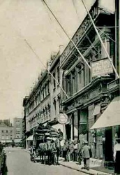 Carriages would deliver guests to the hotel's front entrance. Today this is a pedestrians-only shopping precinct