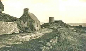 The defensive round tower at L'Etacq, demolished by the Germans during the Occupation