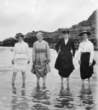 Paddling at Greve de Lecq in 1920