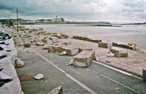 Storm damage to the Esplanade seawall in 2008