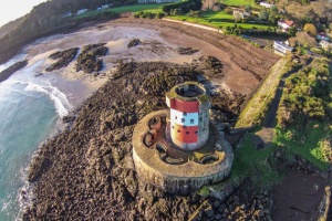 The tower viewed from a drone in the 21st century