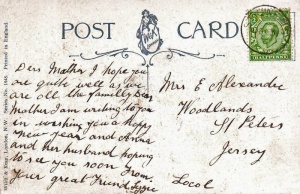 Postcard received by Miss E Alexandre