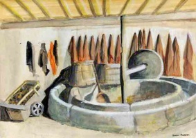 Apple crusher at the Elms; Susan Hudson at the Elms