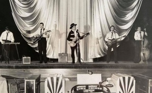 Hank Terry and the Mainliners on stage at the Forum Cinema
