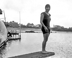Connie Touzel, a champion diver in the 1920s, picture courtesy of Facebook group Jersey Temps Passe