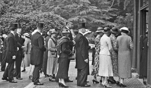 Guests await their turn to enter the house for a 1936 levee
