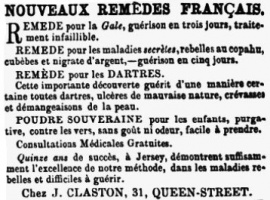 Advert from the Nouvelle Chronique in 1866