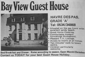 Bay View Guest House 1972 advert
