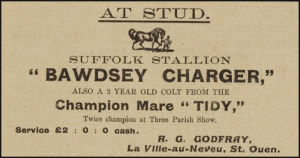 R G Godfray, of St Ouen, advertised his bull in the Chronique de Jersey in 1925