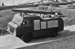 A Merryweather fire engine on a Land Rover chassis
