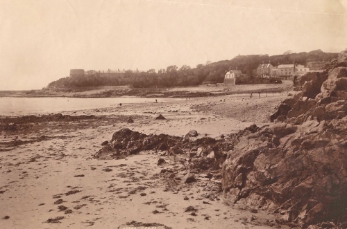 A view across the bay in the 1890s showing the diving stage used by women before the pool opened ...