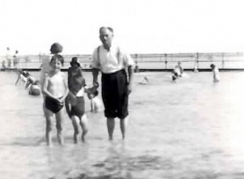 Aimable Le Breuilly with his grandson and great nephew at Havre des Pas