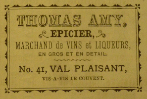 Thomas Amy, grocer and wine and spirit merchant