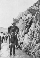 Crossing the pools to the caves