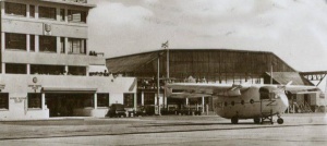 This unusual aircraft in front of the terminal building in 1951 was a Miles Aerovan of Channel Islands Air Freight