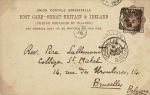 A postcard sent to Brussels in 1892