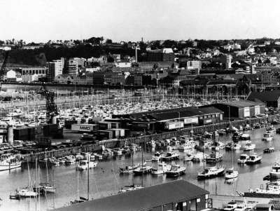 St Helier Harbour with the New North Quay across the centre